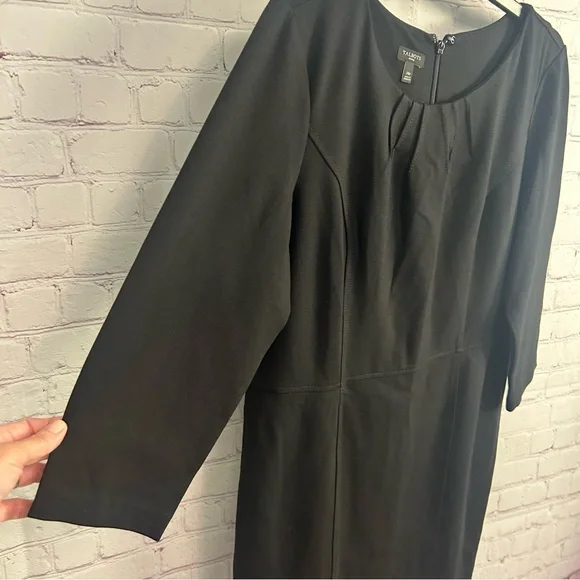 Talbots Petites black ponte knit pleated capsule midi dress capsule dressy chic - Picture 8 of 9